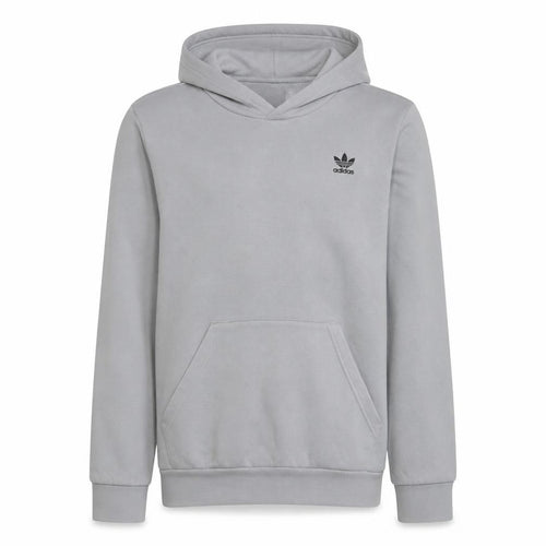 Adidas Boys Grey Pullover Hoodie Classic Crew Neck Long Sleeve Fleece