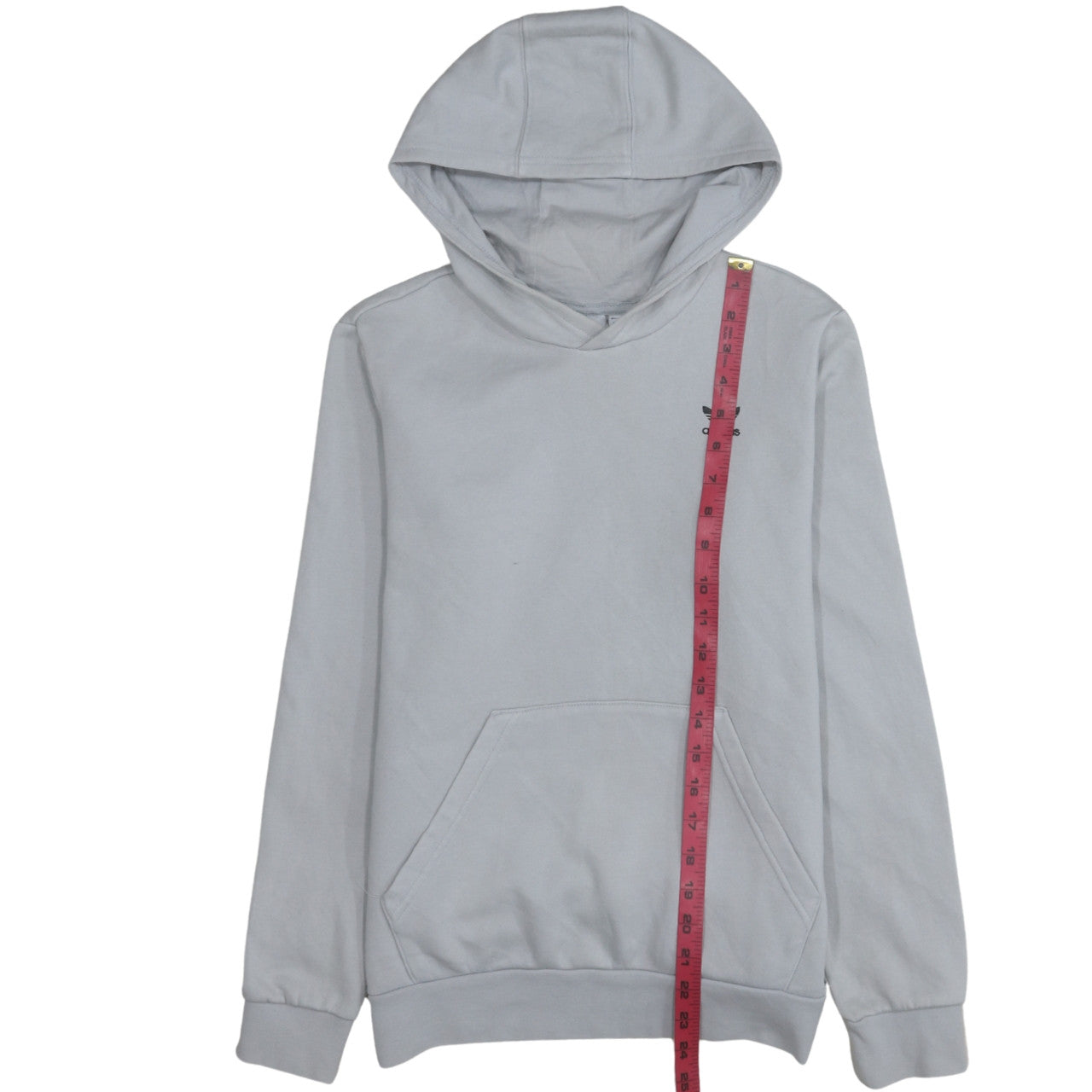 Adidas Boys Grey Pullover Hoodie Classic Crew Neck Long Sleeve Fleece