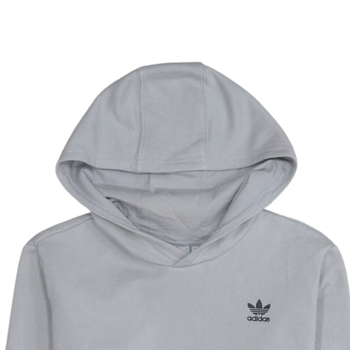 Adidas Boys Grey Pullover Hoodie Classic Crew Neck Long Sleeve Fleece