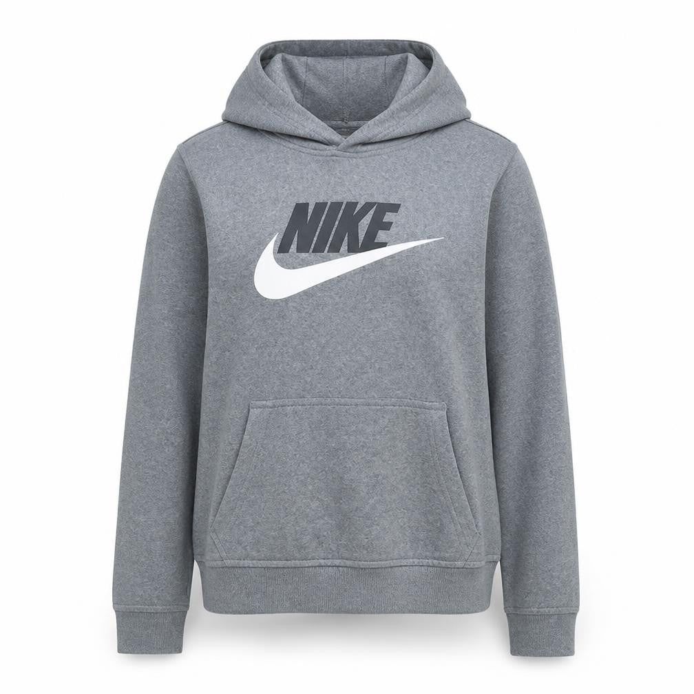 Front view of Nike women’s grey pullover hoodie xl hooded sweatshirt