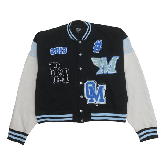 boohooMAN Men’s Black Varsity Jacket L College Style Embroidered