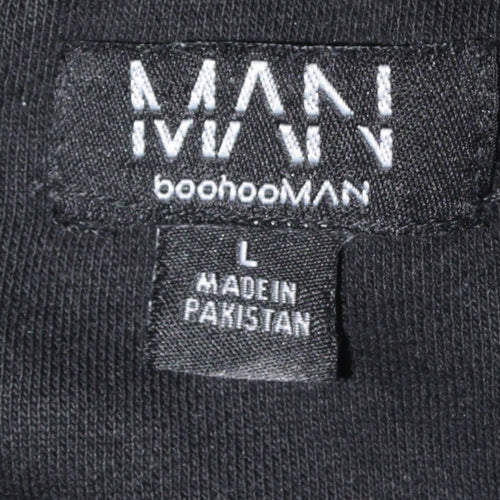 boohooMAN Men’s Black Varsity Jacket L College Style Embroidered