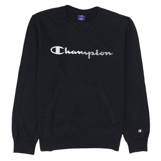 Champion Men Black Large Pullover Sweatshirt Logo Rhinestone