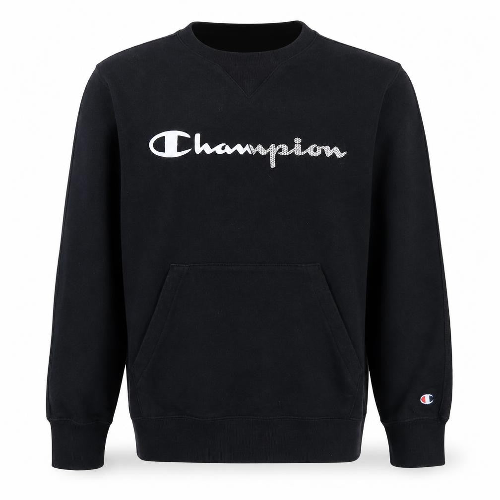 Champion Men Black Large Pullover Sweatshirt Logo Rhinestone