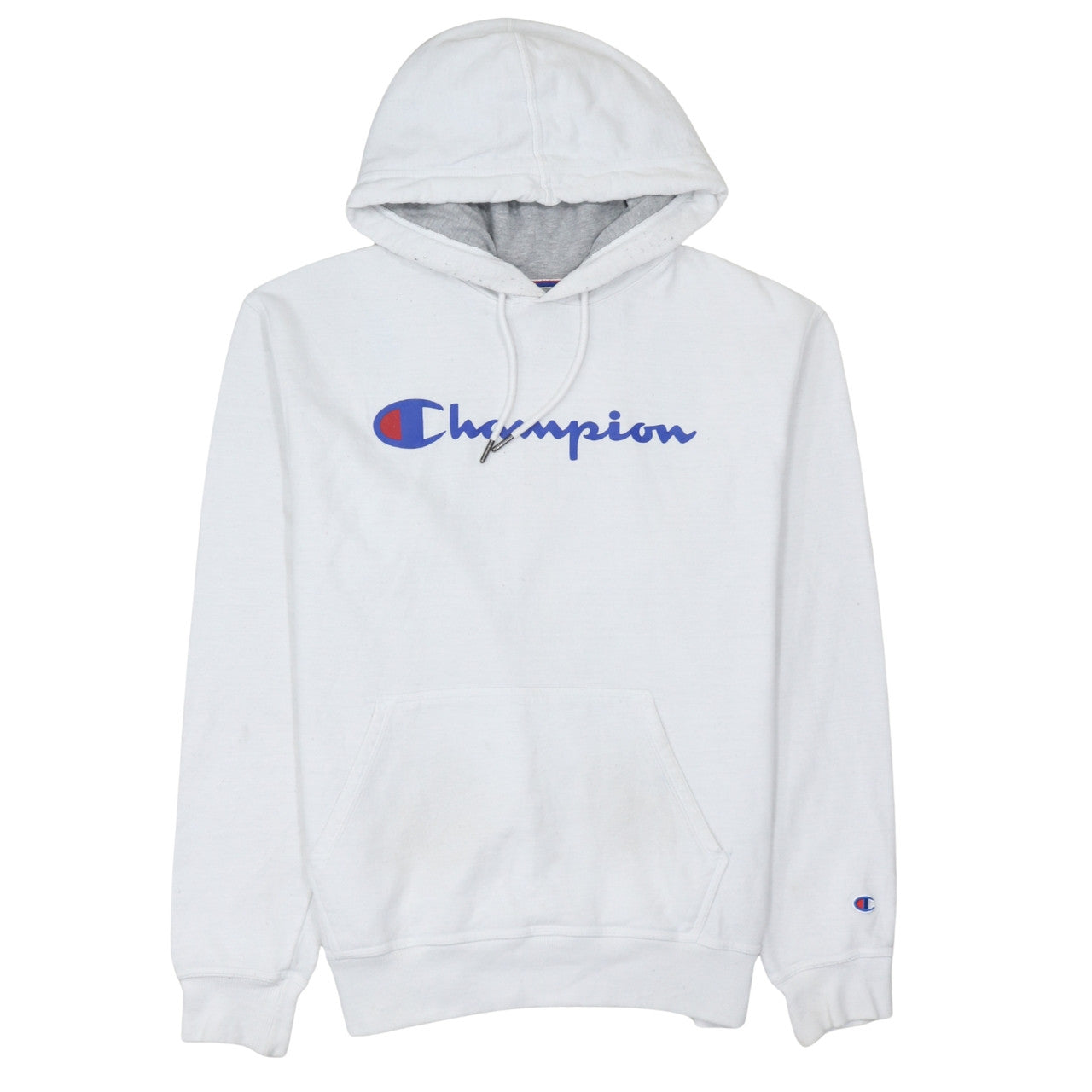 Champion Men's White Pullover Hoodie Logo Print Size M