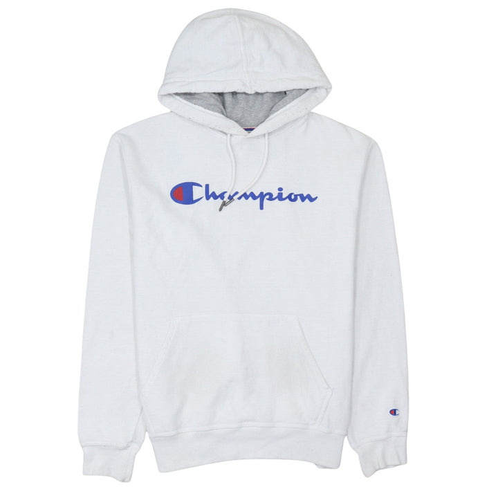 Champion Men's White Pullover Hoodie Logo Print Size M