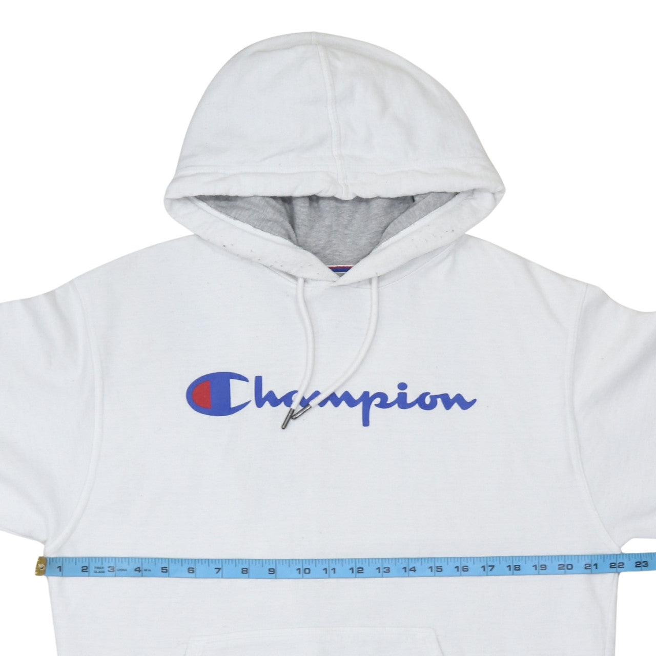 Champion Men's White Pullover Hoodie Logo Print Size M