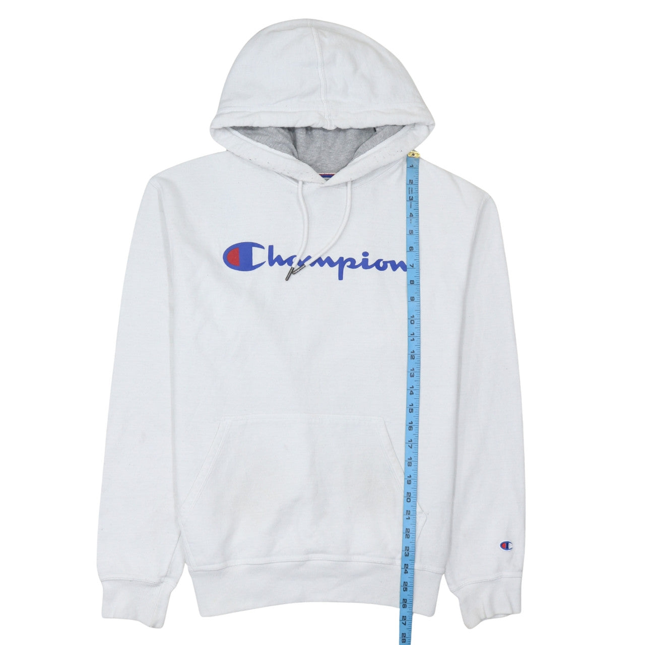 Champion Men's White Pullover Hoodie Logo Print Size M
