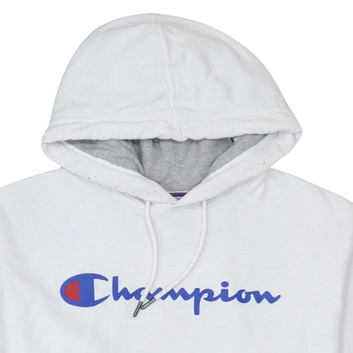 Champion Men's White Pullover Hoodie Logo Print Size M