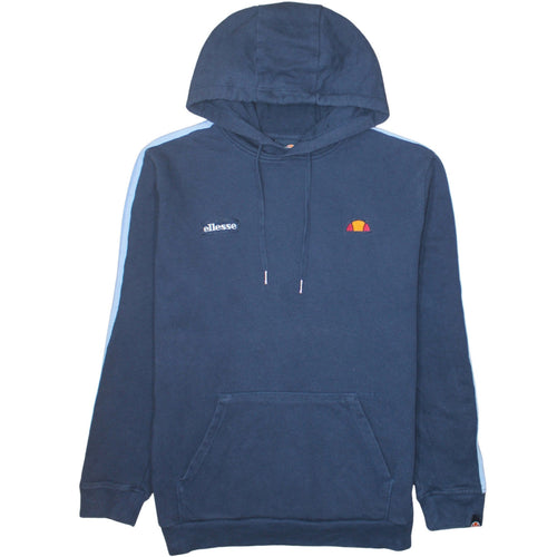 Ellesse Mens Blue Pullover Hoodie L Sports Logo Cotton Blend