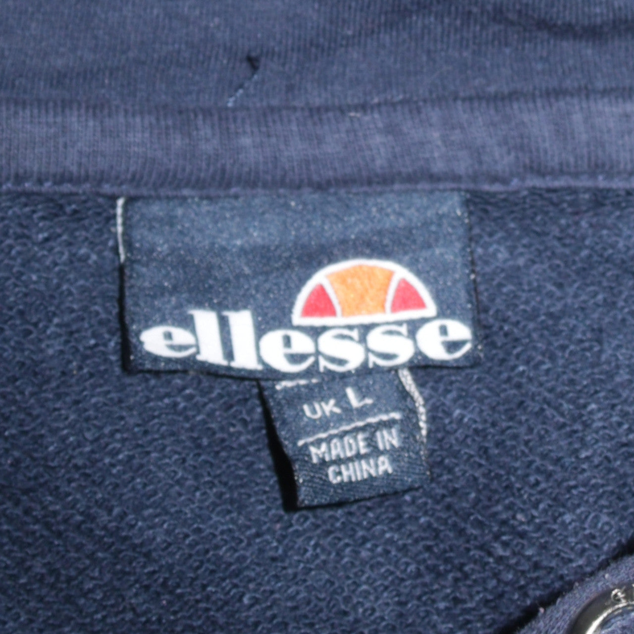 Ellesse Mens Blue Pullover Hoodie L Sports Logo Cotton Blend