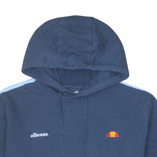 Ellesse Mens Blue Pullover Hoodie L Sports Logo Cotton Blend