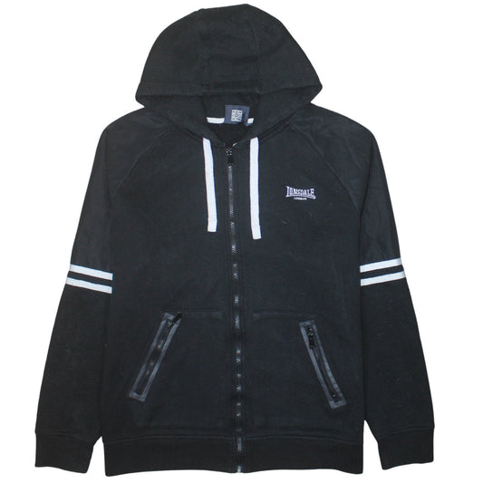 Lonsdale Men Black 2XL Full Zip Hoodie Sports Fleece