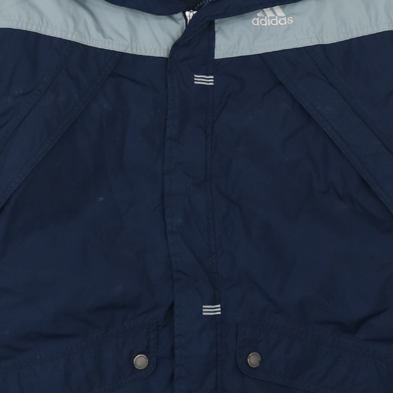adidas Boys Blue Hooded Parka Jacket 14-15 Years Winter Lined Zip Coat