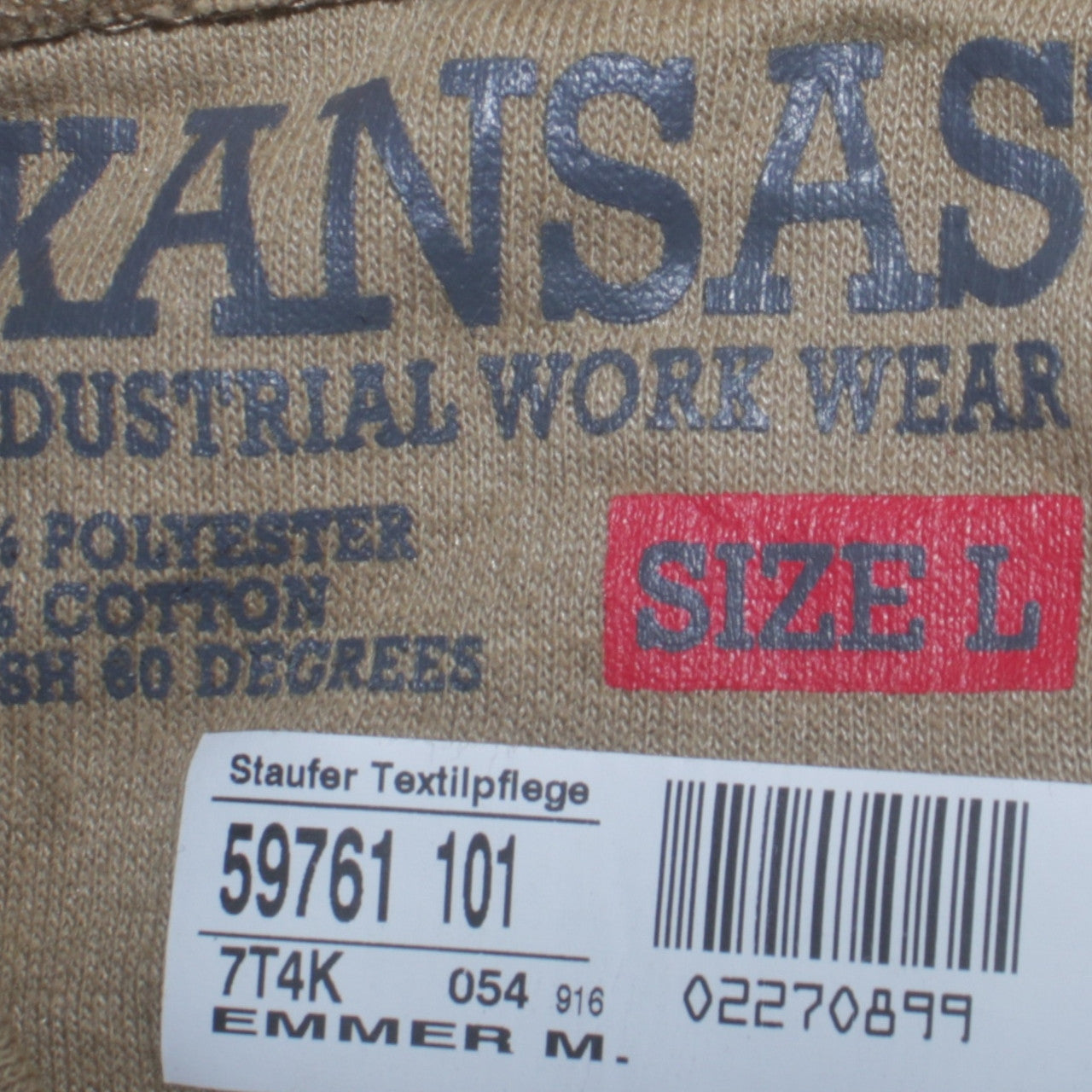 Kansas Men's Beige Pullover Workwear Sweatshirt Size L