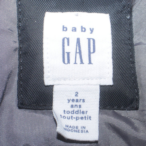 GAP Boys Black 2 Years Hooded Down Winter Parka Coat with Faux Fur Trim