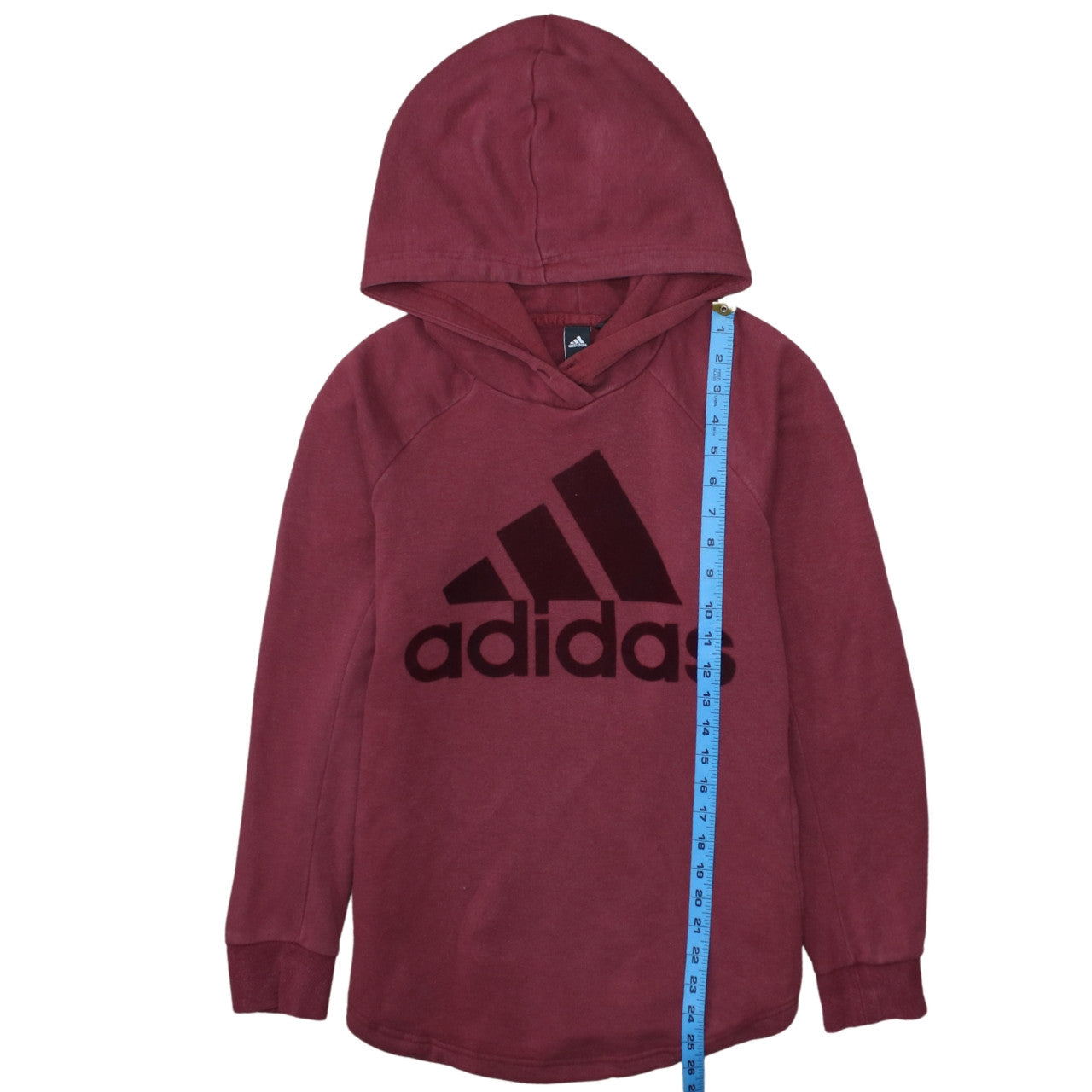 Adidas Womens Burgundy Pullover Hoodie XS Cotton Blend Logo Sweatshirt