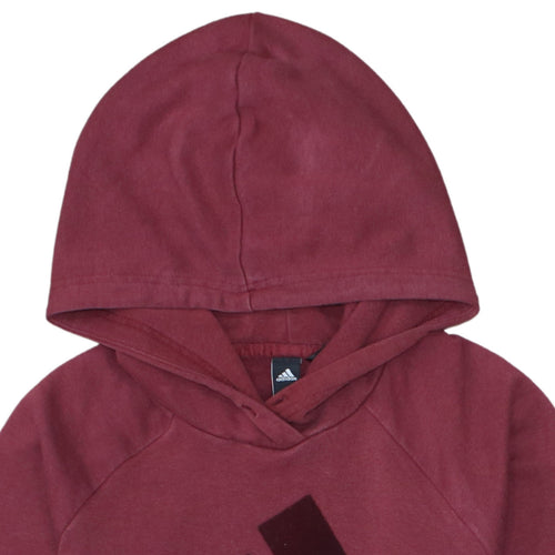 Adidas Womens Burgundy Pullover Hoodie XS Cotton Blend Logo Sweatshirt