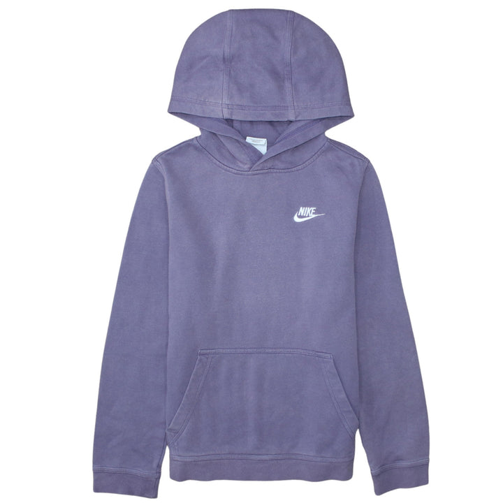 Nike Girls Purple Pullover Fleece Hoodie L 13-14 Years Logo Hooded Sweatshirt