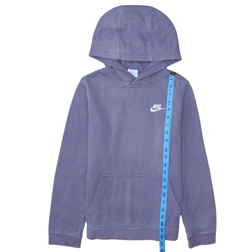 Nike Girls Purple Pullover Fleece Hoodie L 13-14 Years Logo Hooded Sweatshirt