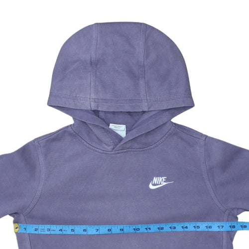 Nike Girls Purple Pullover Fleece Hoodie L 13-14 Years Logo Hooded Sweatshirt