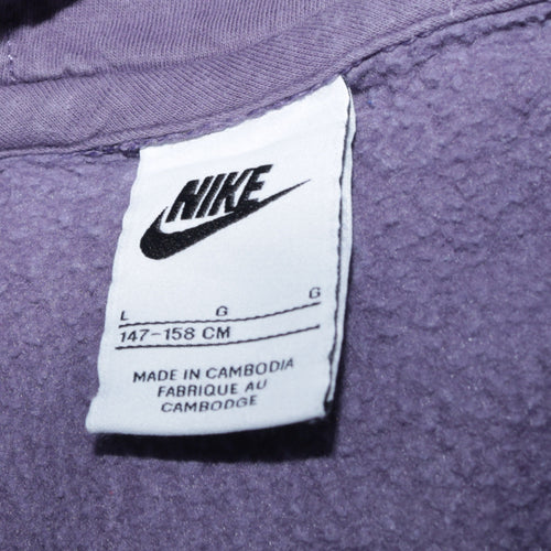 Nike Girls Purple Pullover Fleece Hoodie L 13-14 Years Logo Hooded Sweatshirt