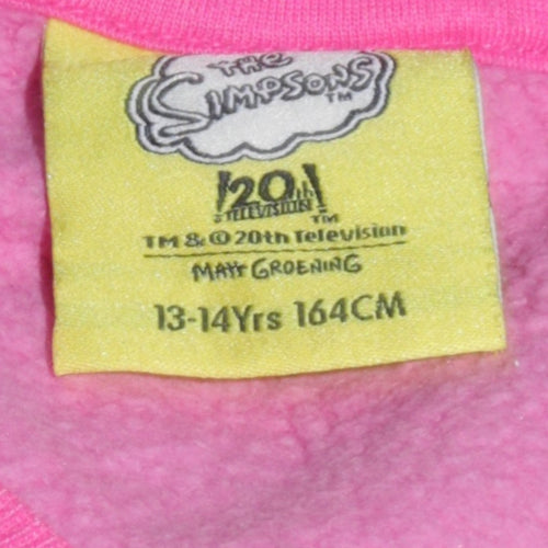 The Simpsons Girls Pink Lisa Graphic Pullover Sweatshirt 13-14 Years