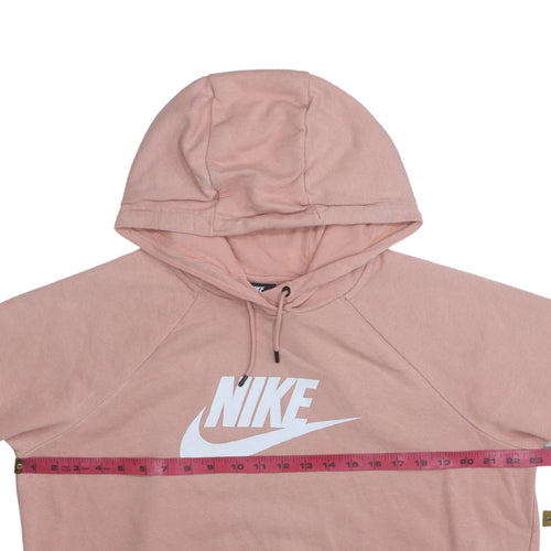 Nike Womens Pink Pullover Hoodie L Cotton Blend Logo Sweatshirt