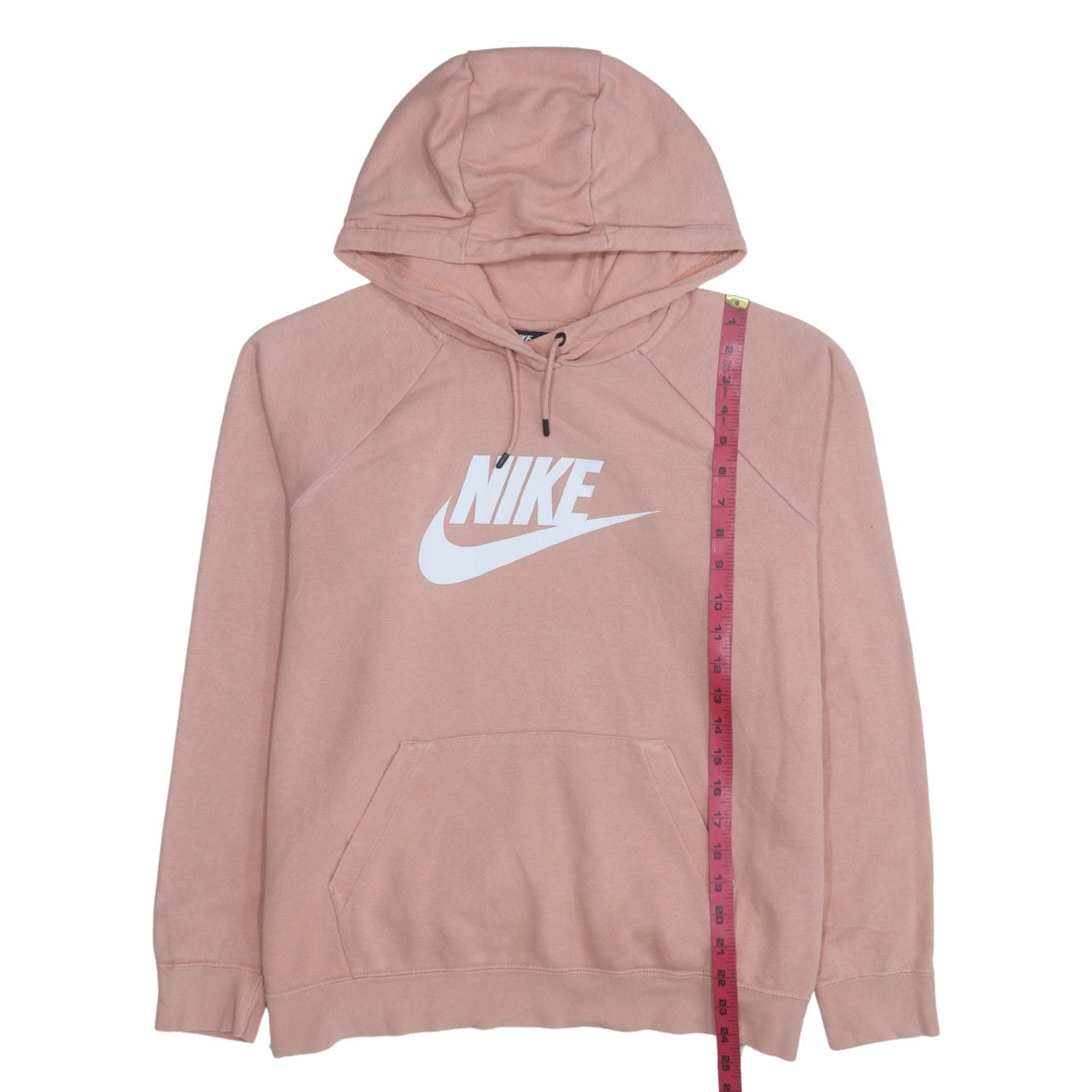 Nike Womens Pink Pullover Hoodie L Cotton Blend Logo Sweatshirt