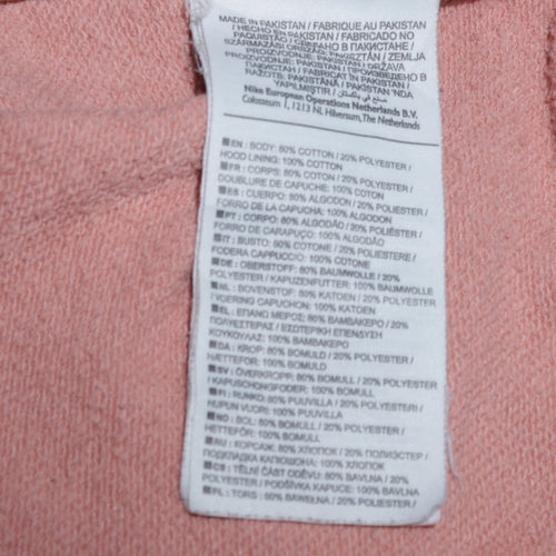Nike Womens Pink Pullover Hoodie L Cotton Blend Logo Sweatshirt
