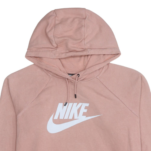 Nike Womens Pink Pullover Hoodie L Cotton Blend Logo Sweatshirt