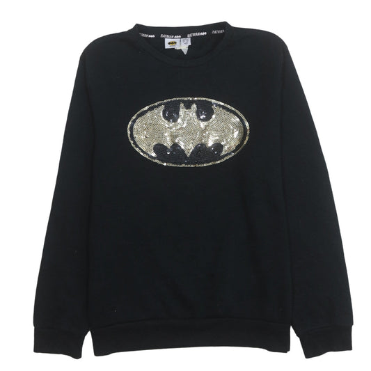 Primark Women Black Sequin Batman Logo Pullover Sweatshirt M 10-12