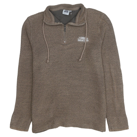 Weird Fish Men's Brown Knit 1/4 Zip Sweatshirt Size S