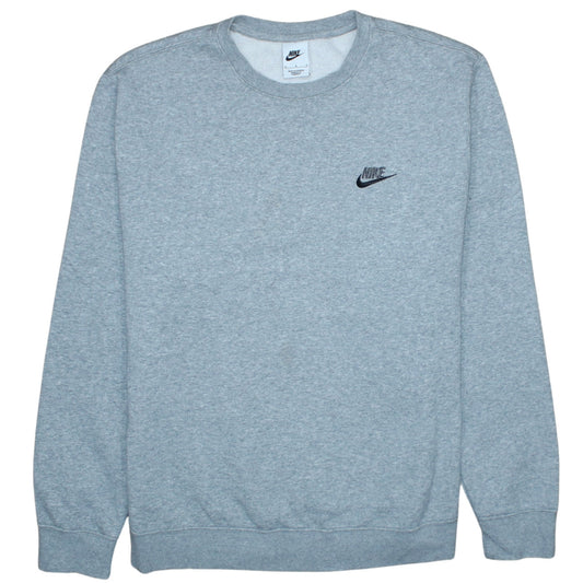 Nike Men Grey Crew Neck Pullover Sweatshirt M Regular Fit