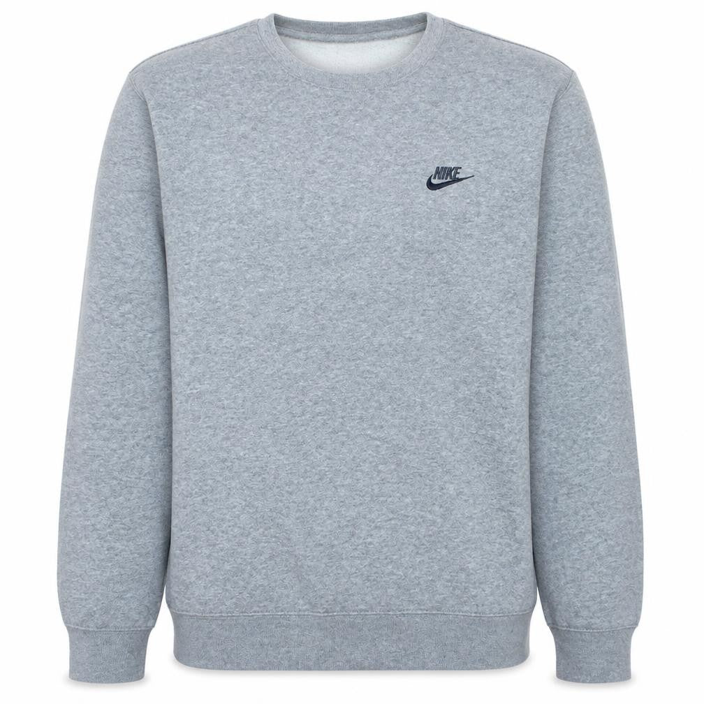 Front view of Nike Men Grey Crew Neck Pullover Sweatshirt M Regular Fit