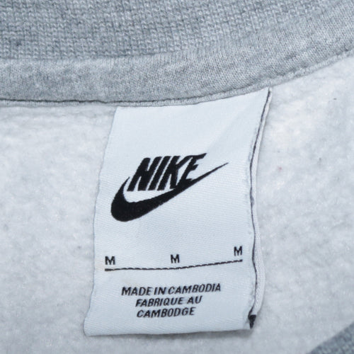 Nike Men Grey Crew Neck Pullover Sweatshirt M Regular Fit