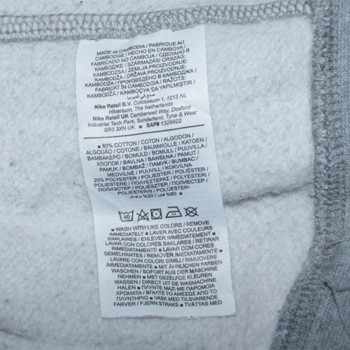 Nike Men Grey Crew Neck Pullover Sweatshirt M Regular Fit