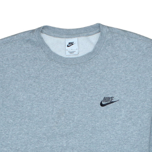 Nike Men Grey Crew Neck Pullover Sweatshirt M Regular Fit