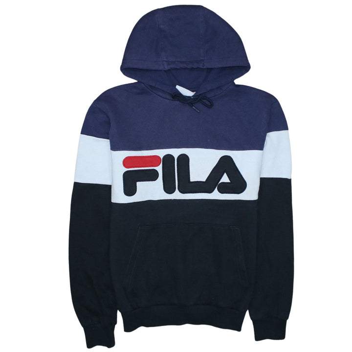 Fila Mens Blue Colour Block Pullover Hoodie XS