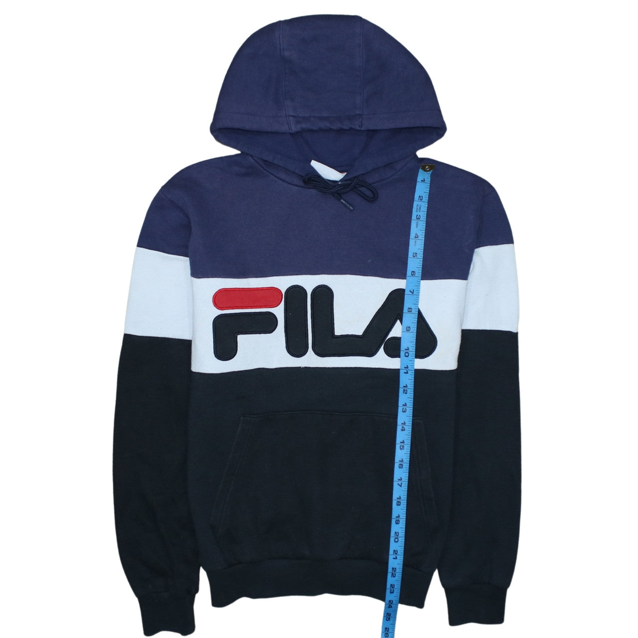 Fila Mens Blue Colour Block Pullover Hoodie XS