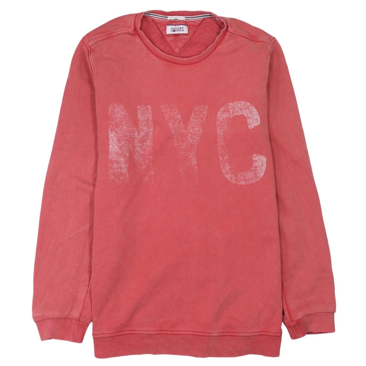 Hilfiger Denim Womens Coral Pink NYC Pullover Sweatshirt M