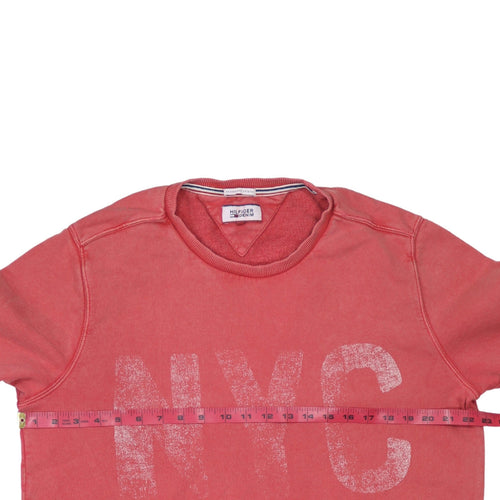 Hilfiger Denim Womens Coral Pink NYC Pullover Sweatshirt M