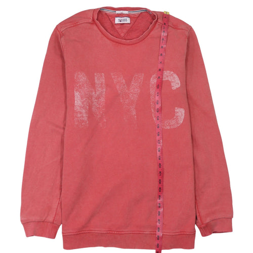 Hilfiger Denim Womens Coral Pink NYC Pullover Sweatshirt M