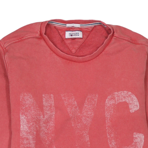 Hilfiger Denim Womens Coral Pink NYC Pullover Sweatshirt M