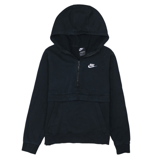 Nike Boys Black XL Pullover Hoodie with Half Zip and Logo Design