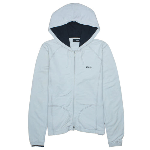 Fila Women's Light Blue Full Zip Hoodie Size L Cotton Blend