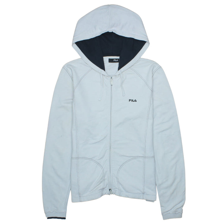 Fila Women's Light Blue Full Zip Hoodie Size L Cotton Blend