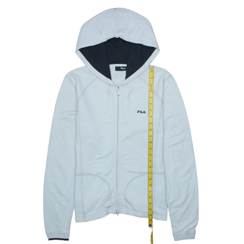 Fila Women's Light Blue Full Zip Hoodie Size L Cotton Blend
