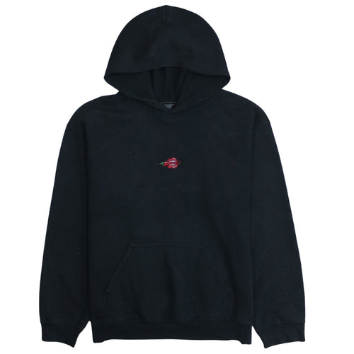 Late Club Black Pullover Hoodie Women S Embroidered Lips Design