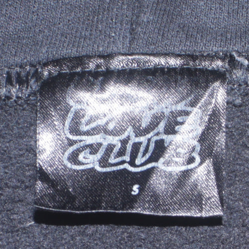 Late Club Black Pullover Hoodie Women S Embroidered Lips Design
